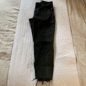 Raw hem mom jeans